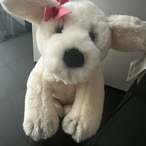 Victoria's Secret Cream Dog Toy with Pink Bow